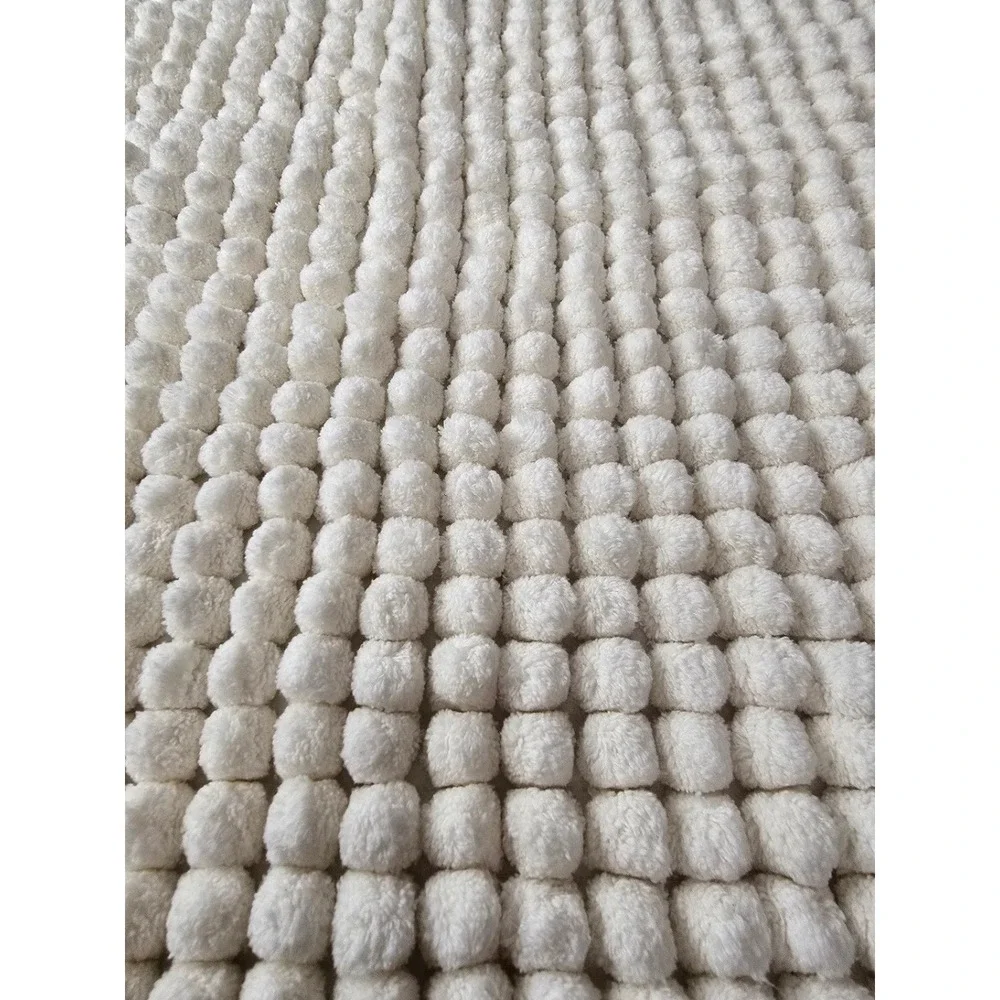 New Cream/White Freshmint Chenille Non Slip Bath Mat Rug 32x20